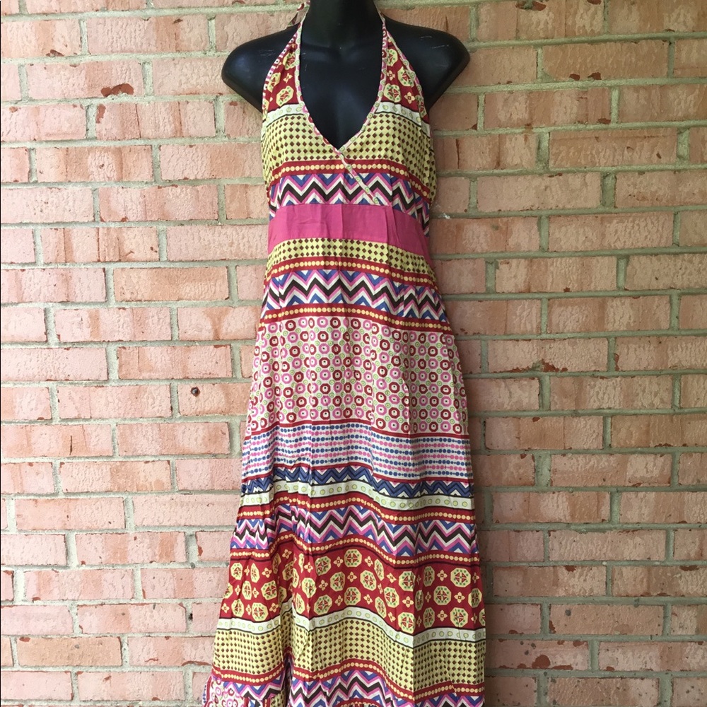 Maxi patterned halter dress